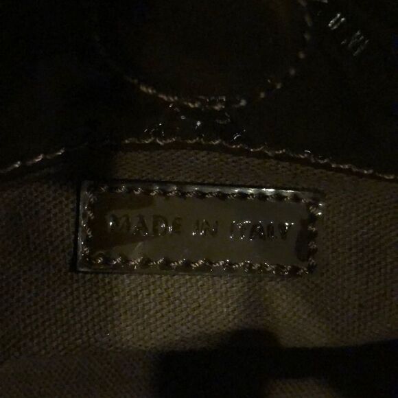 BURBERRY Prosum Brown Patent & Plaid Canvas Chain Link Shoulder Bag - Picture 6 of 11